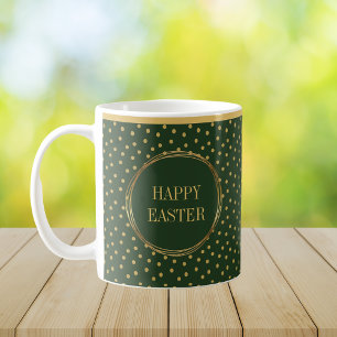 Caneca De Café Felz pascoa Elegante de Bolinhas Douradas