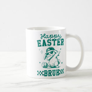Caneca De Café Felz pascoa Engraçado Bruh Bunny Dabbing Páscoa