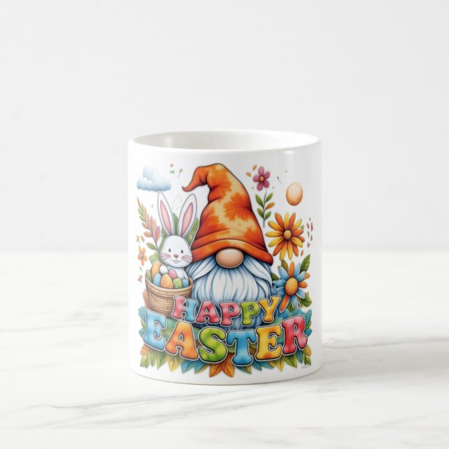 Caneca De Café Felz pascoa Floral Whimsical Gnome e Bunny (Centro)