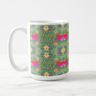 Caneca De Café Felz pascoa Rosa Bunnies Mug