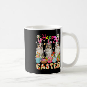 Caneca De Café Felz pascoa Três Pastores Australianos Coelhinhos