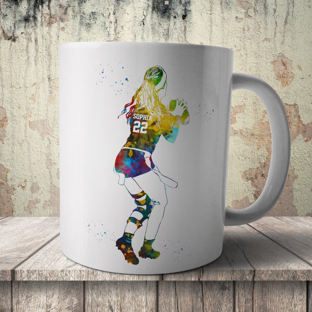 Caneca De Café Female Flag Football Player (Criador carregado)