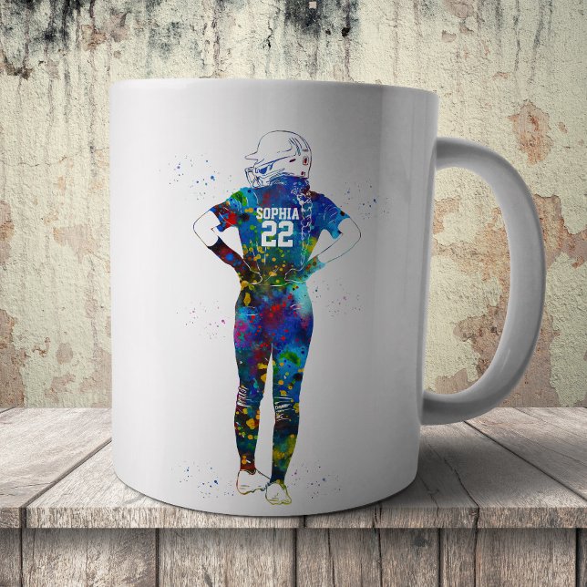Caneca De Café Female Softball Player (Criador carregado)