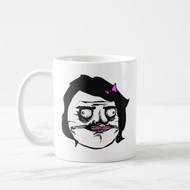 Caneca De Café Fêmea preta mim cara cómica Meme da raiva de Gusta (Esquerda)