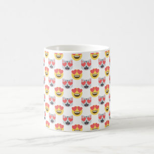 Caneca De Café Feminino bonito no teste padrão de Emoji do gato