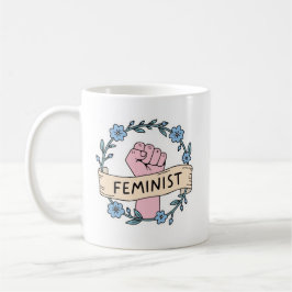 Caneca de Café Feminista Floral