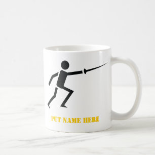 Caneca De Café Fencer, personalizado de vedação da silhueta preta