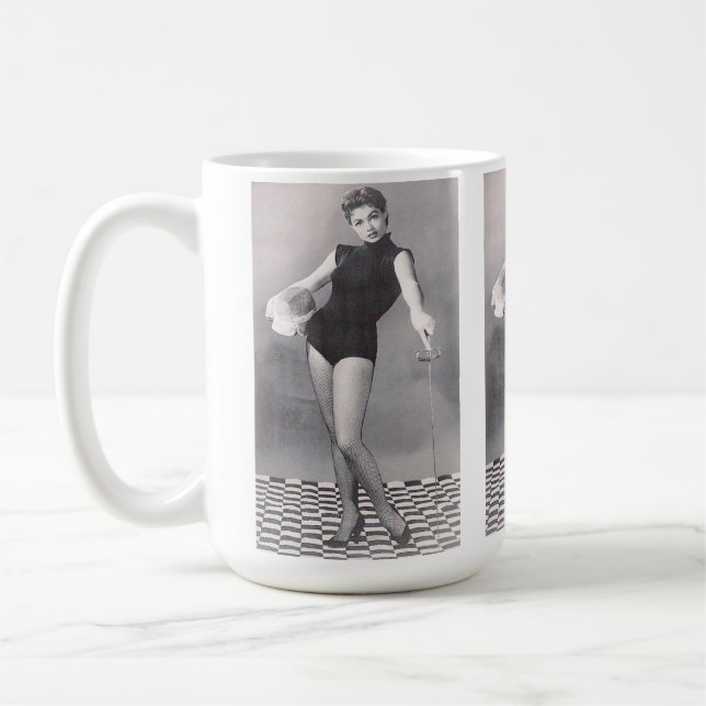 Caneca De Café Fencer Pinup Girl Coffee Mug (Esquerda)