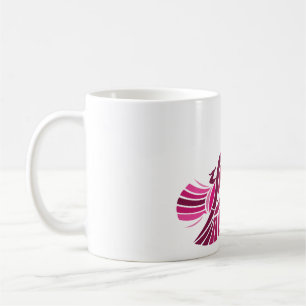 Caneca De Café Fenix Magenta Estilizado Pássaro Rosa Tribal