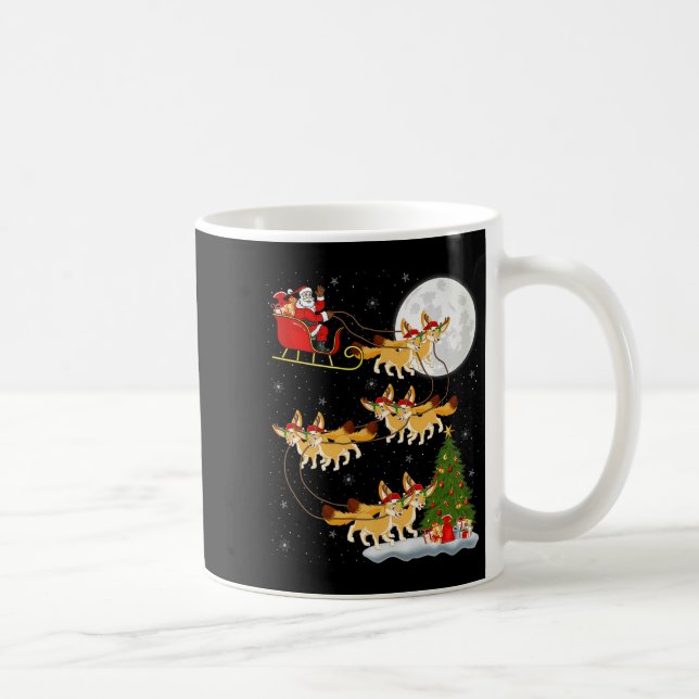 Caneca De Café Fennec Fox Santa Sleigh Flying Funny Magical Chris (Direita)