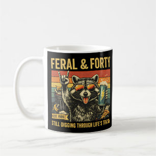 Caneca De Café Feral e Quarenta Aniversário de 40 anos Sarcástico