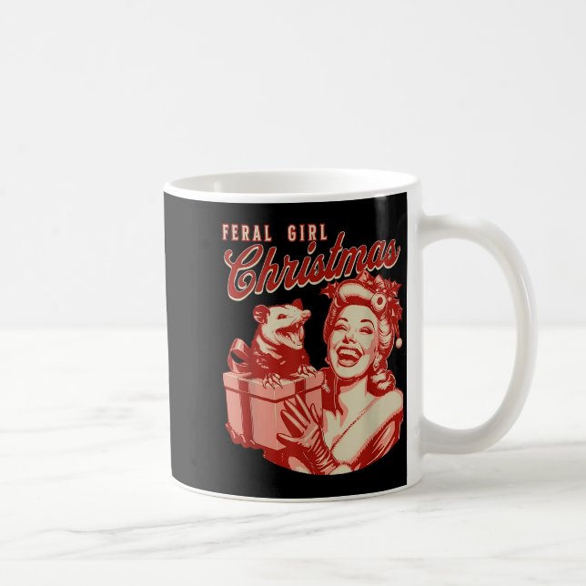 Caneca De Café Feral Girl Christmas Funny Ossum Ssum Merry Xmas W (Direita)