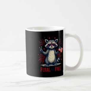 Caneca De Café Feral Mas Livre Raccoon Patriótico 4 De Julho Fera