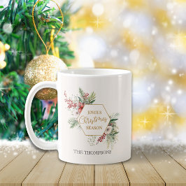 Caneca De Café Feriado Branco Botânico de inverno, com uma aquare