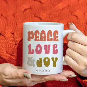 Caneca De Café Feriado Colorido de Joy Joy Groovy Peace Love