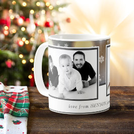 Caneca De Café Feriado da Família Personalizada da Foto Natal Doi
