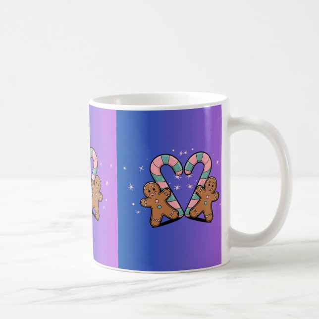 Caneca De Café Feriado de Candy Festivo Cane & Gingerbird (Direita)