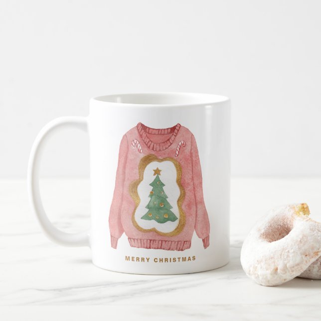 Caneca De Café Feriado de Edulcorador Feio de Árvore de Natal Aqu (Com Donut)