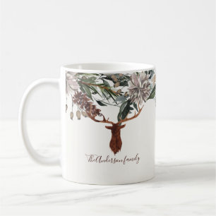 Caneca De Café Feriado de folhagem floral rústica moderno