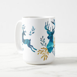 Caneca De Café Feriado de inverno - cervo da aguarela