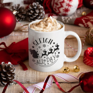 Caneca De Café Feriado de inverno em Sleigh durante todo o dia