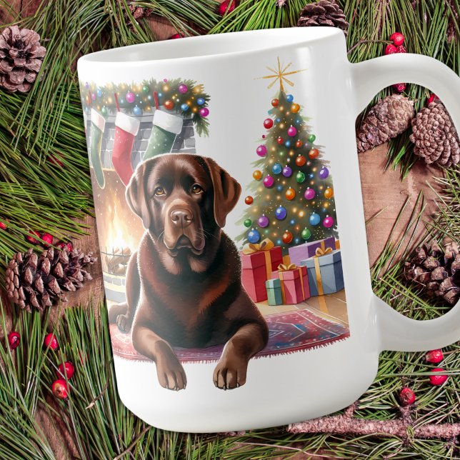 Caneca De Café Feriado de Natal de Cachorro Labrador Retriever (Criador carregado)