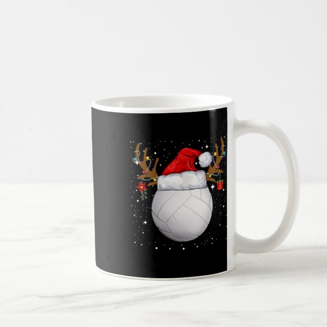 Caneca De Café Feriado de Natal do Santa Hat, Funny Voleibol (Direita)