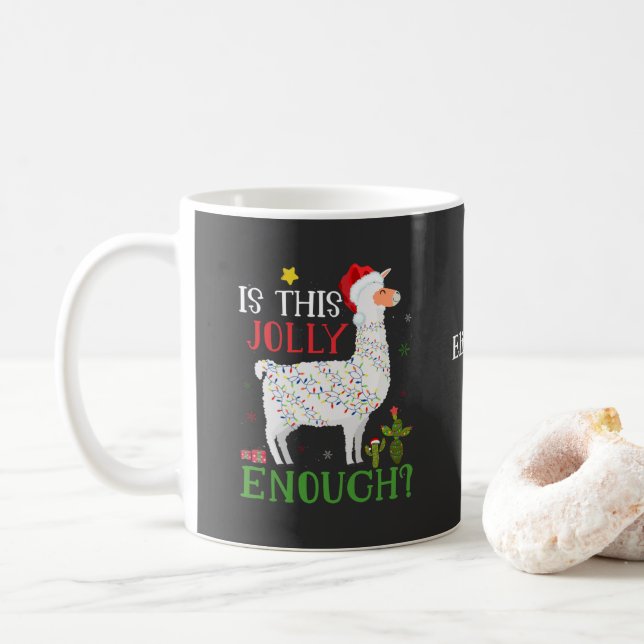 Caneca De Café Feriado De Natal Engraçado Do Llama É Jolly O Sufi (Com Donut)