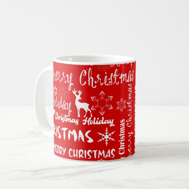Caneca De Café Feriado de Natal, padrão de Natal, inverno  (Frente Esquerda)
