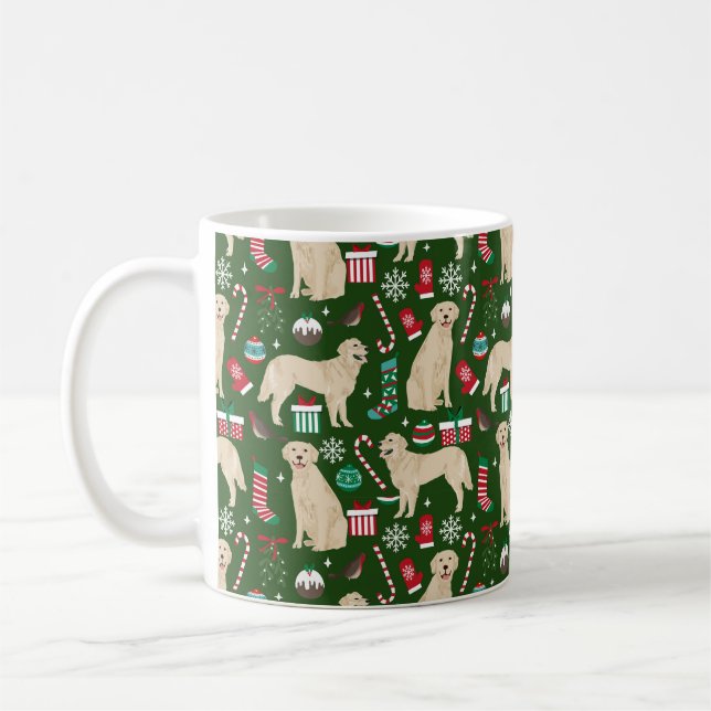 Caneca De Café Feriado de Natal para ouro Retriever (Esquerda)