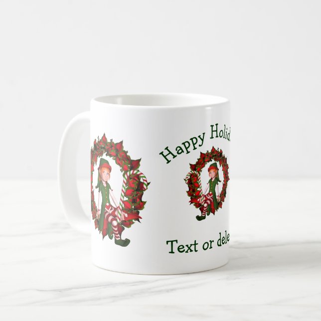 Caneca De Café Feriado de Natal Personalizado para Rapariga Elf W (Frente Esquerda)