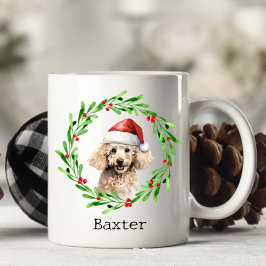 Caneca De Café Feriado de Natal Poodle Santa Hat