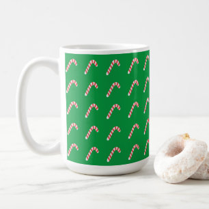 Caneca De Café Feriado de Natal Simples, Candy Cane Verde