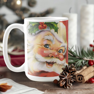 Caneca De Café Feriado de Natal Vintage Holly Jolly Santa Claus