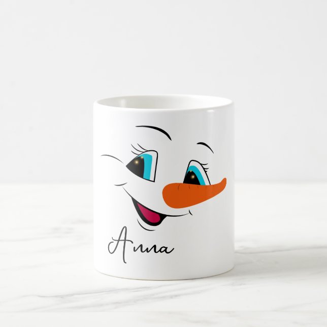 Caneca De Café Feriado de Nome Personalizado do Rosto de Neve no  (Centro)