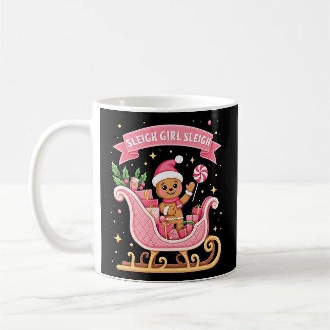 Caneca De Café Feriado de Pão de Gengibre de Natal Sleigh (Esquerda)