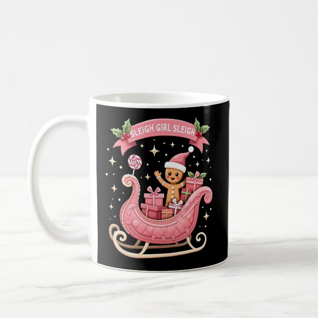Caneca De Café Feriado de Pão de Gengibre de Natal Sleigh (Esquerda)