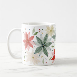 Caneca De Café Feriado de Poinsettia de Aquarela