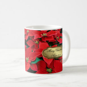 Caneca De Café Feriado de Poinsettia Vermelha