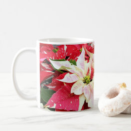 Caneca De Café Feriado de Poinsettia Vermelha e Branca