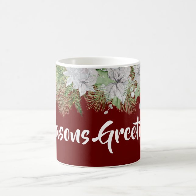 Caneca De Café Feriado de White Poinsettia Garland (Centro)