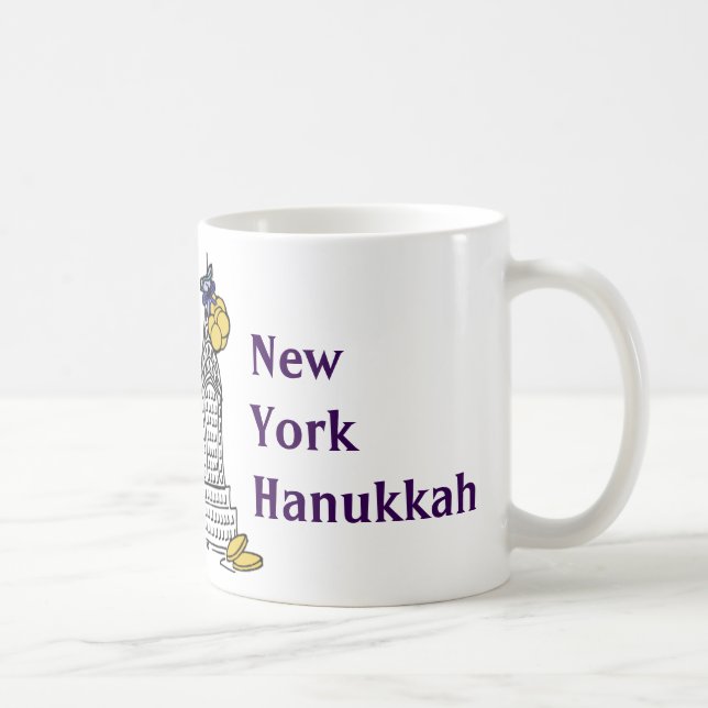 Caneca De Café Feriado do Arranha-céu de Nova York Hanukkah Gelt  (Direita)