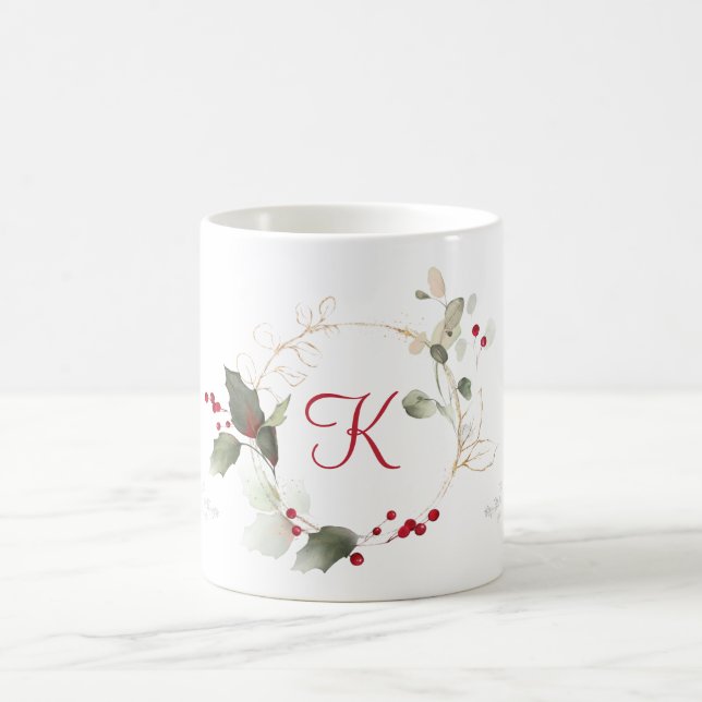 Caneca De Café Feriado Eucalyptus Holly Berry Glitter (Centro)
