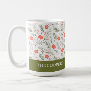 Caneca De Café Feriado Festivo Floral de inverno Elegante