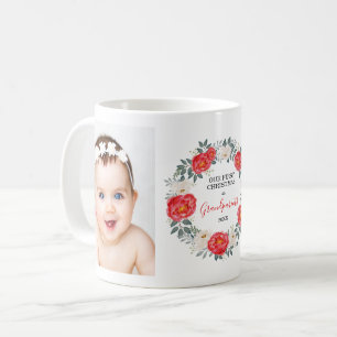 Caneca De Café Feriado floral da foto das primeiras avós do Nata