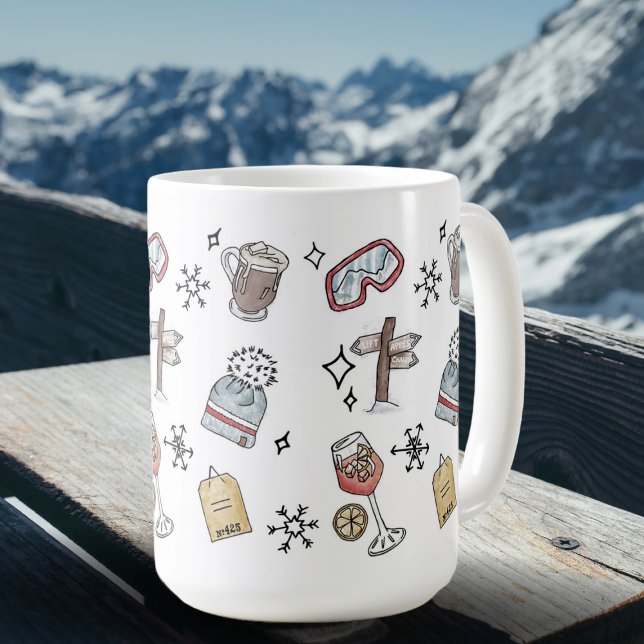 Caneca De Café Feriado Fúnebre de Cute Esportivo Apres Ski Winter (Criador carregado)