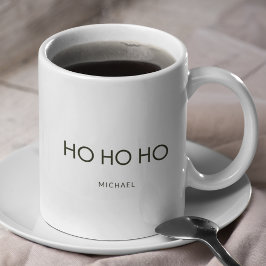 Caneca De Café Feriado "HO HO HO" Verde ultra minimalista