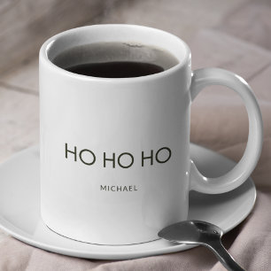 Caneca De Café Feriado "HO HO HO" Verde ultra minimalista