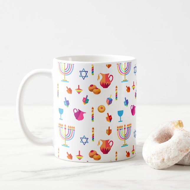 Caneca De Café Feriado judaico bonito feliz de Hanukkah (Com Donut)