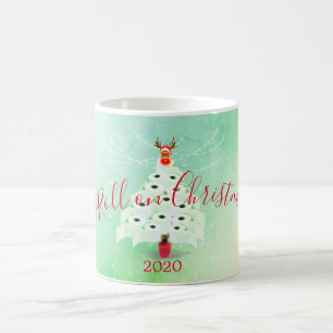 Caneca De Café Feriado Natal Corona Toilet Tree Luzes Verdes